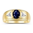 thumbnail image 1 of RYLOS Men's Rings 14K Yellow Gold Classic 8X6MM Oval Gemstone &  Diamond Ring Sapphire September Birthstone Rings For Man Gold Rings Size 9, 1 of 7