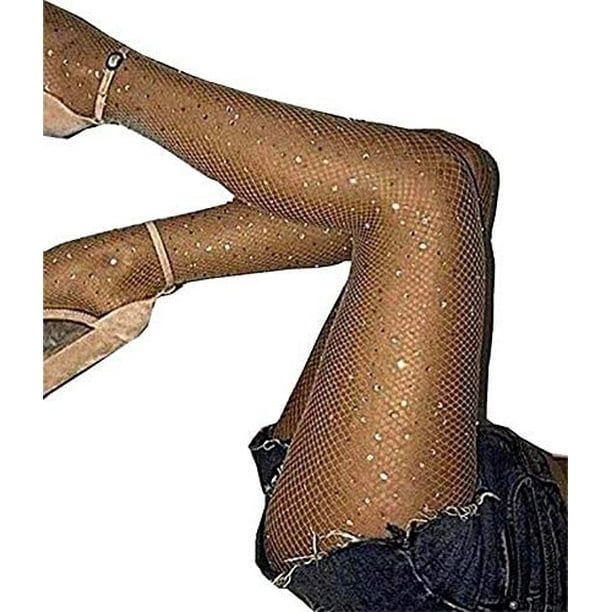 Buauty High Waist Rhinestone Fishnet Stockings Sparkle Glitter Fish Nets  Tights Party Concert Outfit at  Women's Clothing store