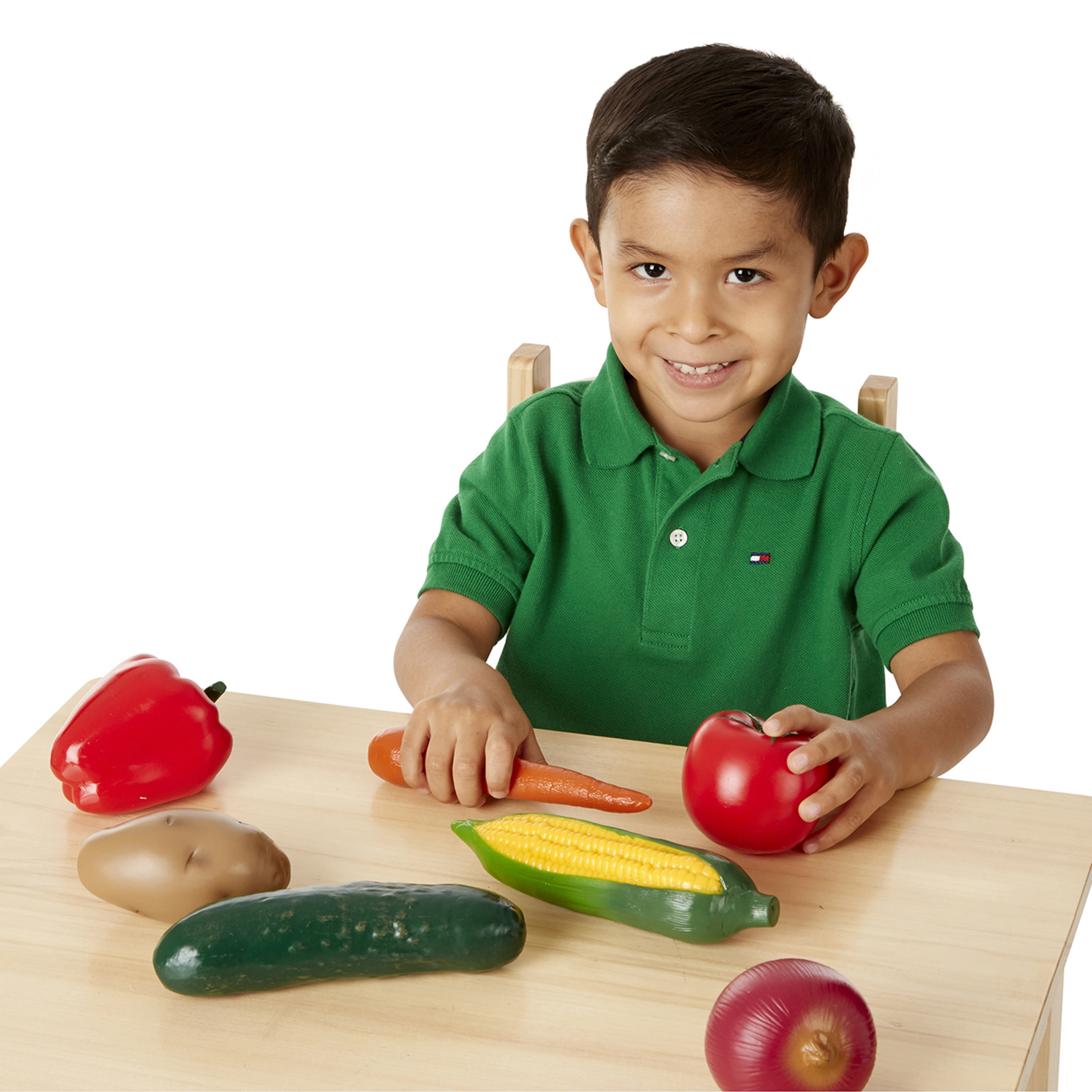 Melissa & Doug Play-Time Produce Fruit (9 pcs) and Vegetables (7 pcs) Realistic Play Food