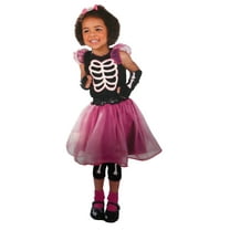 Girls Pink & Black Tutu Skele-Cutie Skeleton Halloween Costume Medium (6-8)