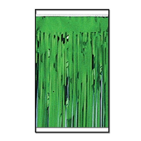 Pack of 6 Green Metallic 2-Ply Hanging Fringe Drape Streamer Party Decorations 10'