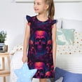 thumbnail image 4 of Fotbe Purple-Red Skull Vestido de Dormir para Niñas de 3 a 10 Años, Mangas Cortas, Estilo Princesa, Pijama Camisón con Mangas Voladas-X-Large, 4 of 6