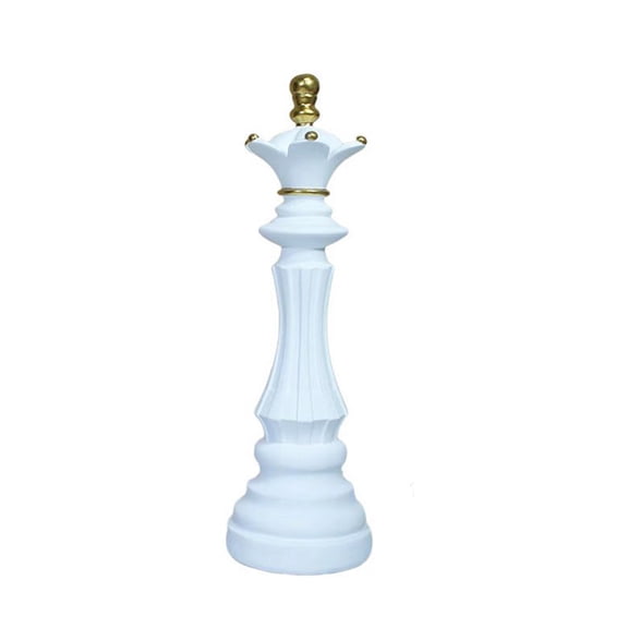 1pcs Chess Statue Decor Piece，Decorative Resin Sculpture - Large Game Figure Decoration Ornament for Home, Office, Study - White Queen (Medium)