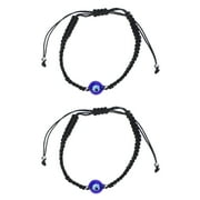PINXOR 2Pcs Evil Eye Bracelet Adjustable Braided Rope Bracelet Gift for Men Women Girls