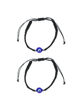 Euwbssr 24pcs Evil Eye Bracelets Set,Handmade Evil Eye Strand Bracelet Adjustable Good Luck Anklet Amulet Bangle Jewelry for Women Girls Mexican