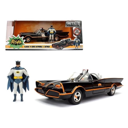 Jada  1 by 24 Scale Diecast 1966 Classic TV Series Batmobile with Diecast Batman & Plastic Robin in the Car Model Car