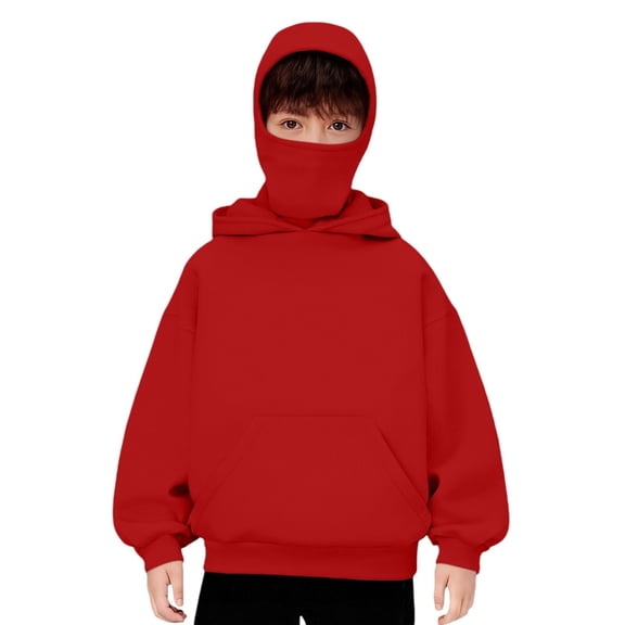 Kids Hoodie Buil𝐭 In Balaclav𝐚 Unisex Boys Girls Balaclav𝐚 Hoodies Sweatshirts Double Layer Windproof Warm Y2𝐊 Clothes