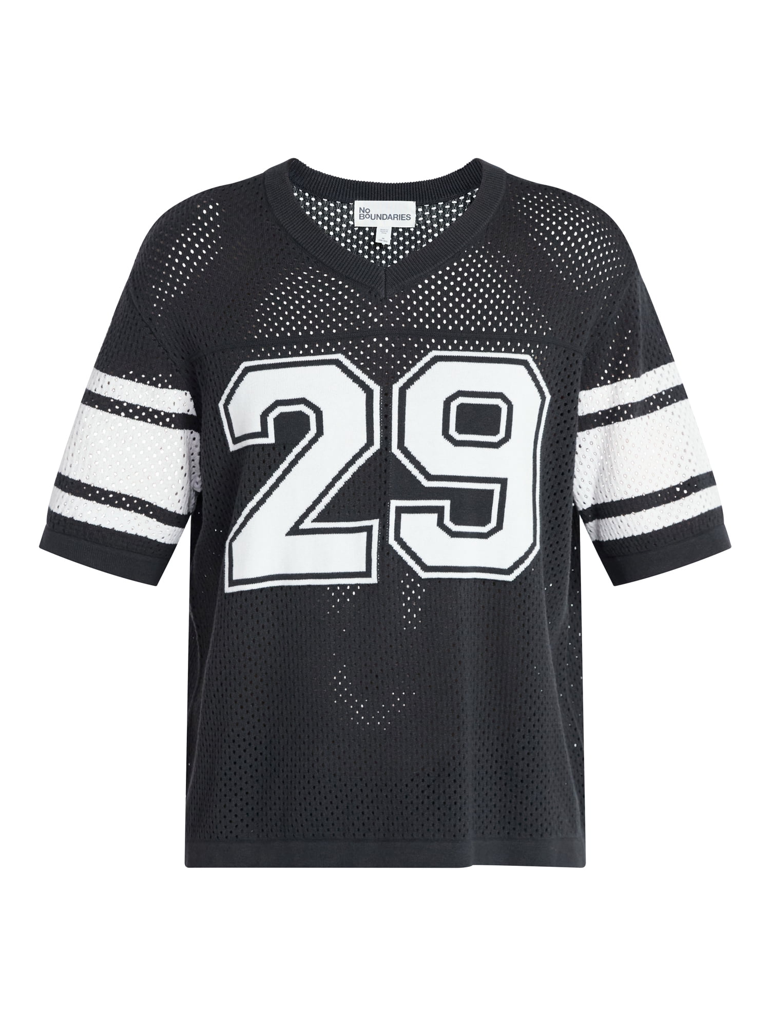 No Boundaries Mesh Sweater Knit Football Jersey Inspired Shirt with Short Sleeves, Men's XS-3XL