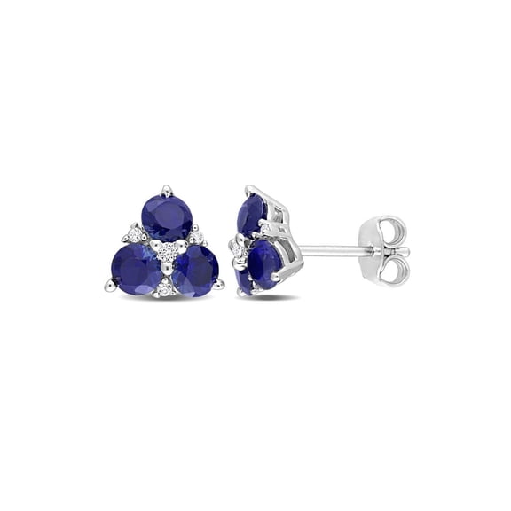 1.80 Carat (Ctw) Lab-Created Blue & White Sapphire Earrings in Sterling Silver for Women