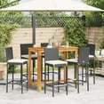 thumbnail image 6 of vidaXL 7 Piece Patio Bar Set Black Solid Wood Acacia and Poly Rattan, 6 of 11