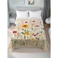 thumbnail image 4 of Botanical Floral Flat Sheets Only Queen Size, Soft Breathable Bed Top Sheets for Mattress, Retro Purple Pink Yellow Wildflowers Luxury Bedding Flat Sheets for Home Hotel Bedroom Bed Protection, 4 of 9