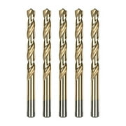 AugTouf 3/8" Titanium Drill Bits (5 Pcs), 4341 HSS 118° Point Metal Drill Bits for Wood, Metal, Steel, Plastic, Aluminum Alloy