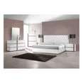 thumbnail image 5 of 3-Piece Modern Bedroom Furniture Set, Eastern King Platform Bed with 2x Nightstand, White Lacquer Finish, 5 of 5