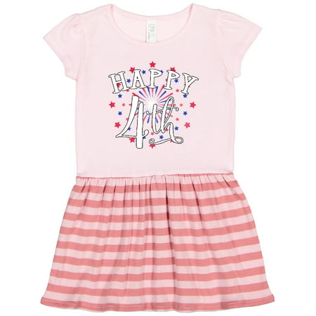

Inktastic Happy 4th- Fourth of July Firework Gift Toddler Girl Dress