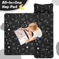 thumbnail image 4 of Skull and Bat Gothic Pattern Teens Toddler Nap Mat with Pillow, Sleeping Mat Bag for Preschool Daycare 59"x22", 4 of 6