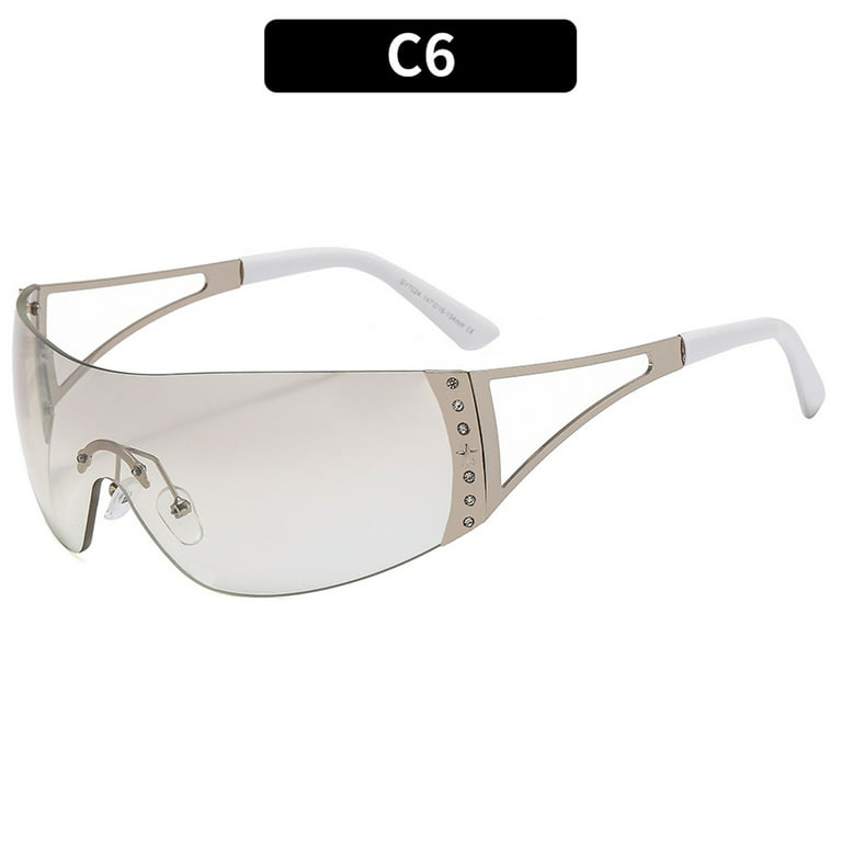 Soarea Y2K Sunglasses for Women Trendy Rimless Futuristic Wrap