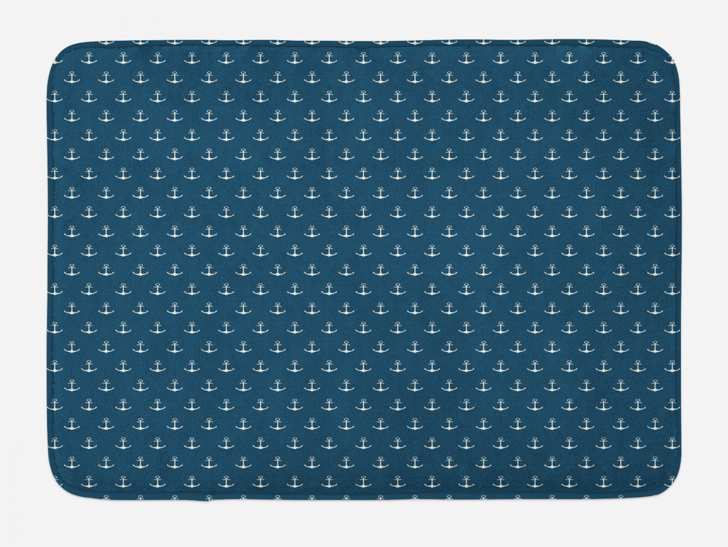 Anchor Bath Mat, Nautical Pattern with Classic Colors and Anchors