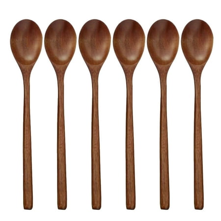 

Jpgif Set Of 6 Pieces Long Wooden Spoon Natural Wooden Soup Spoon For Dinner Lunch