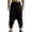 Black, variant on Mens Loose Harem Pants Elastic Waist Cuffed Ankle Solid Color Lightweight Vacation Pants
