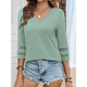 thumbnail image 5 of Blusas Elegantes e Informales de 3/4 para Mujer, Camisetas de Cuello en V A , Ropa de Verano 2025. Verde XXL, 5 of 7