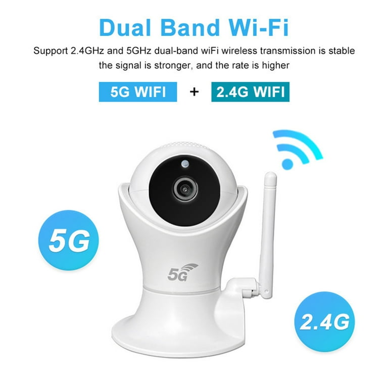 5G Dual Band Wireless WiFi Camera With 360 Degree Rotation And No Dead  Angle, Indoor Pan Tilt, Connected To Mobile Phone Remote Monitor