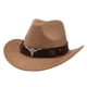 thumbnail image 2 of Sombrero de vaquero occidental para mujer y hombre, elegante sombrero de vaquera para senderismo, accesorios de disfraz urbano. Marrón, 2 of 9