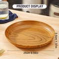 thumbnail image 3 of Round Platter, Durable Imitation Wood Grain Plastic Plates Serving Tray for Holding Fruit, Bread, Cheese, Nut, Coffee, Tea, Storage Trays Saucer for Home & Coffee Shops, 1Pc(Brown2,9.8x9.8"), 3 of 9
