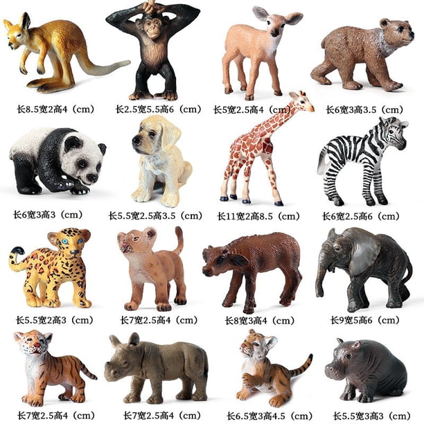 2pcs/set Simulation Zoo Wild Animal Cute Cub Model Lion Elephant Tiger Orangutan Action Figures Educational Toys Chidlren Giftpuppy 2pcs He Qiyong unisex