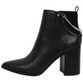 thumbnail image 2 of Soda Women Ankle Boots Elastic Side Zipper Zip-Up Chain Booties Block Heel Pointy Toe DAMIA-S Black PU 7.5, 2 of 4