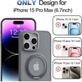 thumbnail image 2 of 360° Rotatable Magnetic Ring Stand for iPhone 15 Pro Max Case Magsafe, Shockproof Protective Slim Translucent Back iPhone 15 Promax Case for Men Women 6.7 - Grey, 2 of 12