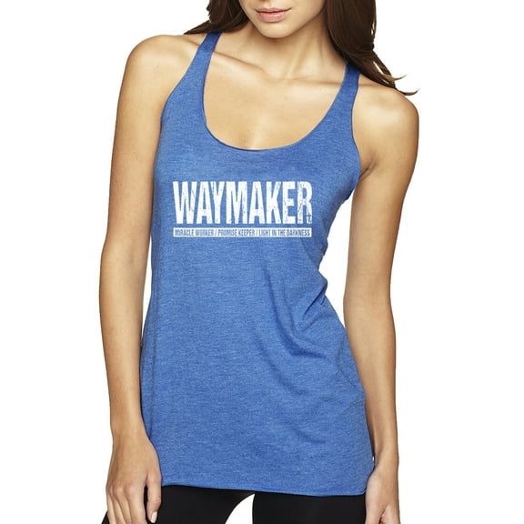 Wild Bobby Waymaker Inspirational/Christian Women Tri-Blend Racerback Tank Top, Vintage Royal, Small