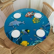 Seabed marine animal shark tabletop cover Sea wave tabletop cover Summer beach swimming pool fishing birthday party decorations Elastic belt tabletop cover