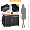thumbnail image 4 of Craftian Rolling Kitchen Island with Drop Leaf Countertop, Kitchen Island Cart with Storage Cabinet for 13-Gallon Trash Bin, Black, 4 of 11