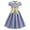 Blue, variant on IBTOM CASTLE Kids Girls 1950s Retro Vintage Tea Party Bowknot Dress Short Puff Sleeve Contrast Panel Swing Party Dresses 7-8 Years Pink