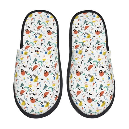 

Pofeuu Geometric Retro Print EVA Fuzzy House super light Slippers Slippers Scuff Outdoor Indoor Warm Cozy Plush Bedroom Shoes Soft Flat Comfy Anti-Slip-Medium