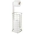 thumbnail image 1 of Support et Distributeur de Papier Toilette en Métal Autoportant, avec Rangement pour 3 Rouleaux de Papier Toilette de Rechange Tout en Distribuant 1 Rouleau pour Salles de Bains/salles à Poudres - Contient des Méga Rouleaux - Satin, 1 of 5