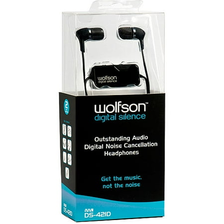 Wolfson Digital Silence Digital Active Noise Cancelling Ear Buds, Black