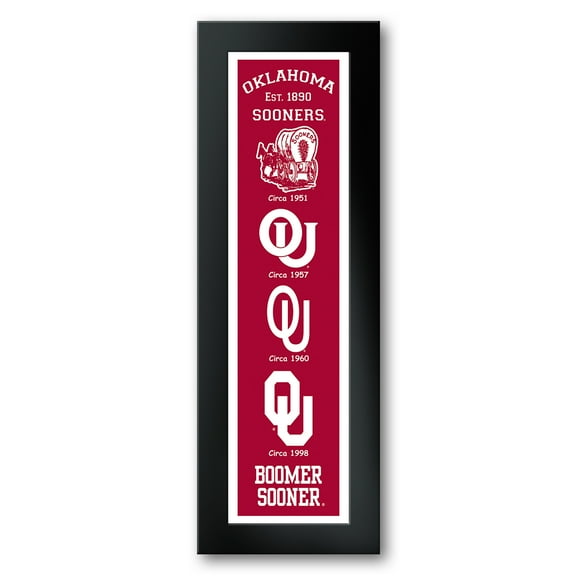 Oklahoma Sooners Framed 8" x 26" Logo Heritage Art Print