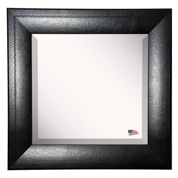 Rayne Mirrors Stitched Black Leather Wall Mirror