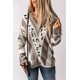 thumbnail image 3 of ABPHQTO Suéter De Mujer Con Cuello En V Y Estampado Animal Gris, 3 of 5
