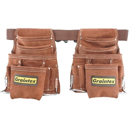 UPC: 0819972029656 | Graintex SS2965 20-Pockets Suede Leather Tool Apron for Builders  Electricians  Plumbers  Handymen  Contractors