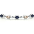 thumbnail image 3 of Gem Stone King 925 Sterling Silver Blue Sapphire and Peach Morganite Bracelet for Women | 4.30 Cttw | Gemstone September Birthstone | Oval 7X5MM | Fully Adjustable 9 inch, 3 of 6