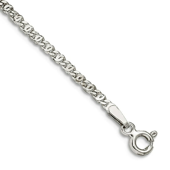 925 Sterling Silver Polished 2mm Fancy Nautical Ship Mariner Anchor Chain Bracelet 8 Inch Spring-Ring Link Bracelet for