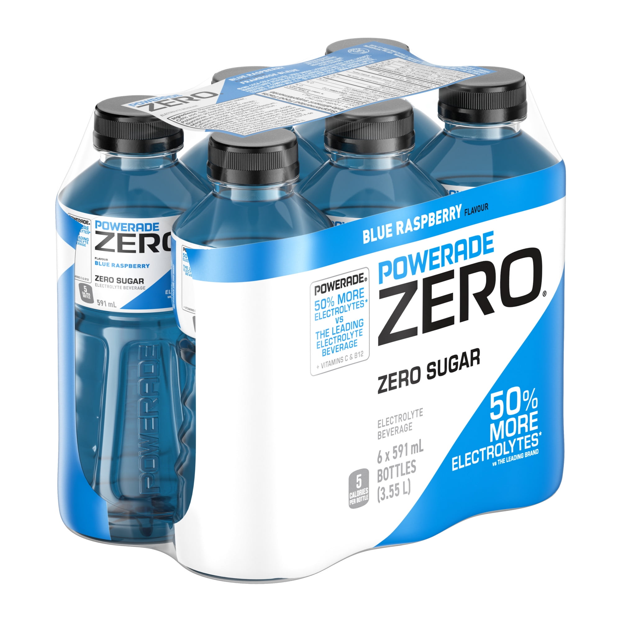 Powerade Zero Blue Raspberry Bottles, 591 mL