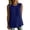 Blue, variant on Womens Round Neck Sleeveless Tank Top Vertical Eyelet Perforated Pleat Loose Fit Lightweight Breathable Solid Beige Casual Everyday Blouse
