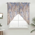 thumbnail image 5 of Blue Grey Forest Kitchen Window Curtains, Swag Curtains Valance for Bedroom Living Room Bathroom, Grey Modern Art Oil Painting Rod Pocket Window Treatment Curtain Block Drapes 2 Panels 36"x36", 5 of 9