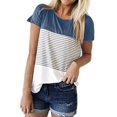 thumbnail image 2 of Femmes Tops Femmes Été Tops 2023 Mode Femme Cou Roulé Été Manches Courtes Chemisier T-Shirt Causal Impression Tops Marine S, 2 of 5
