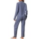 thumbnail image 3 of INSPIRAR CHIC Conjunto de Pijamas para Mujeres de Manga Larga con Botones y Pantalones, Juego de Pijamas a Juego de Dos Piezas para Navidad, XL Azul Oscuro, 3 of 6