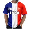 thumbnail image 1 of YDLCAFD Men's Spring And Summer Fashion French Flag Print Short T Casual Comfortable Short Sleeve, 1 of 4