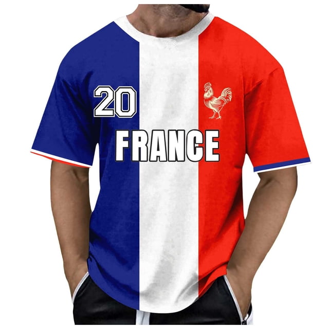 YDLCAFD Men's Spring And Summer Fashion French Flag Print Short T Casual Comfortable Short Sleeve